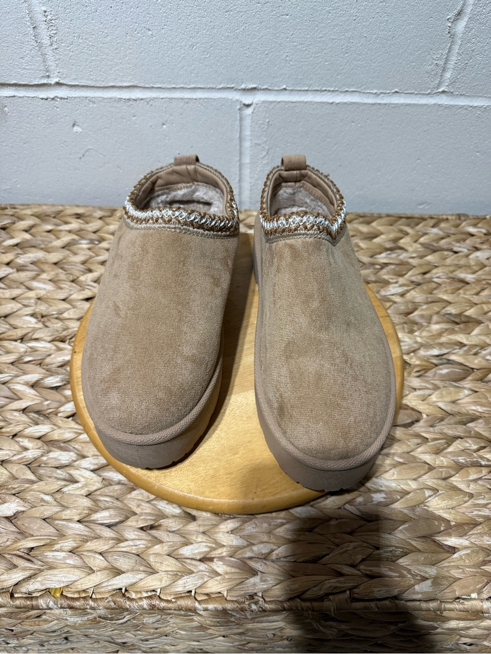 Women's Tan Faux  Suede Slip-On Mules